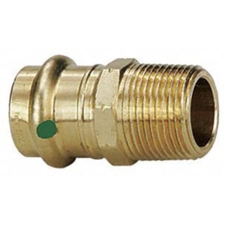Viega 79215 - Pro Press Straight Adapter, 1/2 in Press-Fit x 1/2 in MNPT, 1-23/32 in L, Bronze, 200psi, 0 to 250 F