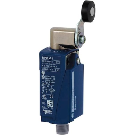 Telemecanique Sensors XCKP2118M12 - Limit Switch, Roller Lever, Rotary, 1 NC/1 NO, 3 A at 240 V AC, Actuator Location: Side