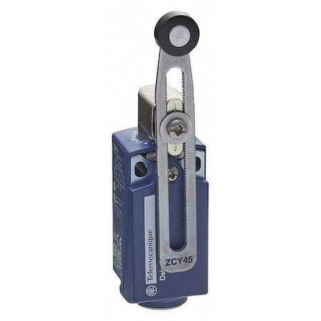 Telemecanique Sensors XCKP2145G11 - Limit Switch, Adjustable Roller Lever, Rotary, 1 NC/1 NO, 10 A at 240 V AC, Actuator Location: Side