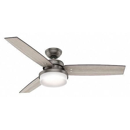 Hunter 59211 - Decorative Ceiling Fan, 52 in Blade Dia, 3 Blades, 3 Speeds, 120 V AC, Brushed Slate