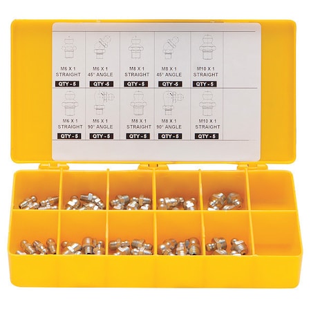 Westward 52NZ93 - Grease Fitting Kit,Metric Tapered,PK50