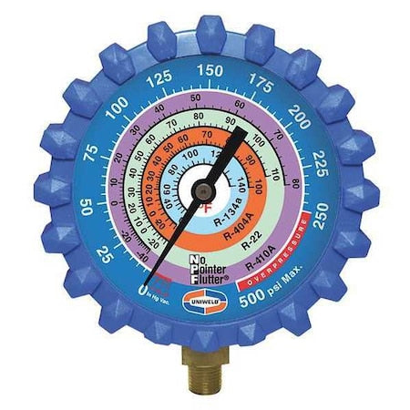 Uniweld G430ND - Refrigerant Gauge,Blue,3-1/4" L,500 psi