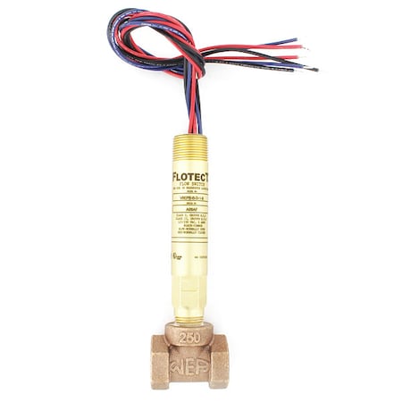 Dwyer Instruments V6EPB-B-D-1-B - Mini-size flow switch, brass upper and lower body, 1/2" NPT, brass tee.