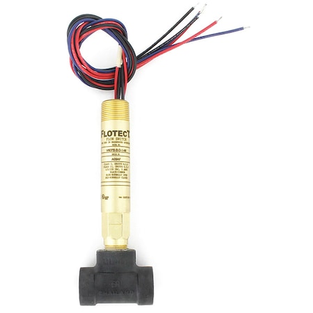 Dwyer Instruments V6EPB-B-D-1-MI - Mini-size flow switch, brass upper and lower body, 1/2" NPT, iron tee.