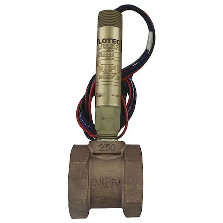 Dwyer Instruments V6EPB-B-D-4-B - Mini-size flow switch, brass upper and lower body, 1-1/4" NPT, brass tee.