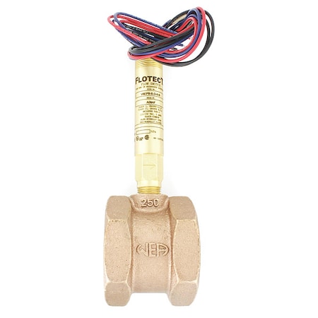 Dwyer Instruments V6EPB-B-D-6-B - Mini-size flow switch, brass upper and lower body, 2" NPT, brass tee.