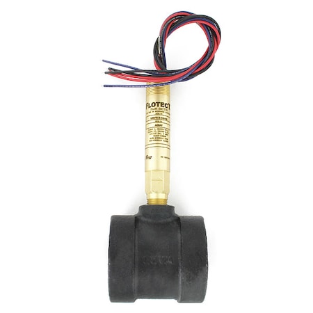 Dwyer Instruments V6EPB-B-D-6-MI - Mini-size flow switch, brass upper and lower body, 2" NPT, iron tee.