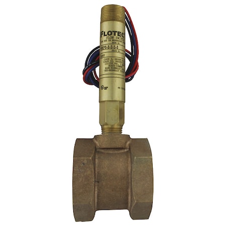 Dwyer Instruments V6EPB-B-S-5-B - Mini-size flow switch, brass upper and lower body, 1-1/2" NPT, brass tee.