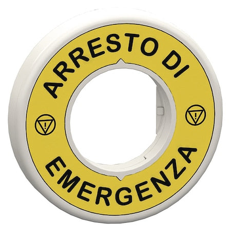 Schneider Electric ZBY9W2M630 - Legnd Ring,Arresto Emergenza,Blk/Ylw,Round