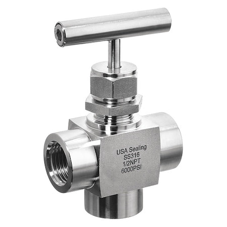Usa Industrials ZUSA-VLV-103 - Needle Valve,Angled Fitting Style,316 SS