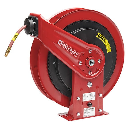 Reelcraft RS7650 OLP - Spring Return Hose Reel, 3/8 in Hose Diameter, 50 ft Length, 300 psi Max. Pressure, Black, Red