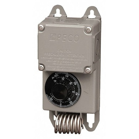 Peco TF115-023 - Line Voltage Thermostat, Heat or Cool, -30 to 100 F, Exposed Dial, 120/208/240/277/480 V AC, 1 C, 1 H