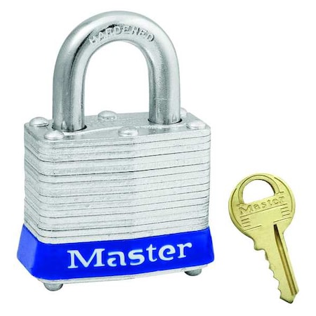 Master Lock 3KABLU-0354 - Lockout Padlock, Keyed Alike, Steel, Blue, 3/4 in Shackle Height, 1 9/16 in Body Width