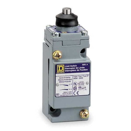 Telemecanique Sensors 9007C52ED - Heavy Duty Limit Switch, Adjustable Push, Rod, 1 NC/1 NO, 10 A at 600 V AC, Actuator Location: Top