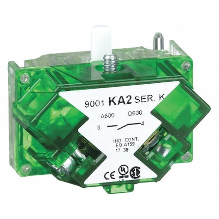 Schneider Electric 9001KA2 - Contact Block, Momentary, 1 NO, 30 mm, 10 A at 600 V AV, Screw-clamp Terminal