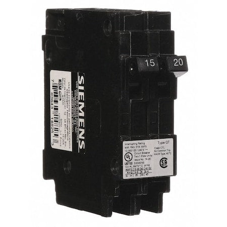 Siemens Q1520 - Miniature Circuit Breaker, Q Series, 15/20 A, 1 Pole, 120 V AC, 10k A at 120 V AC