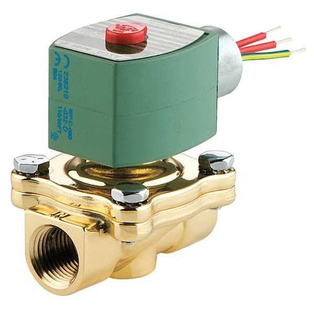 Asco 8210G013 - Solenoid Valve, 2-Way, 2-Position, Normally Open, 3/4 in Pipe Size, 120 V AC, High Flow, Brass, NBR