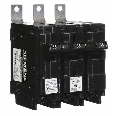 Siemens B335H - Miniature Circuit Breaker, BL Series, 35 A, 3 Pole, 240 V AC, 22k A at 120/240 V AC