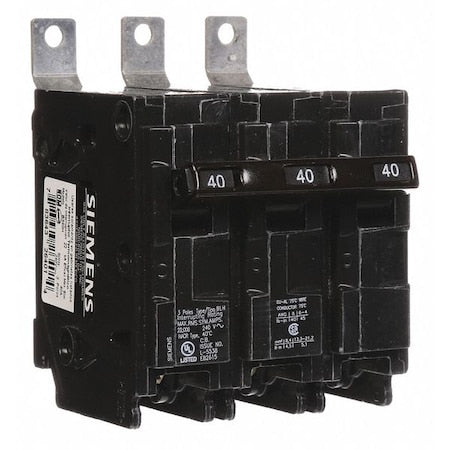 Siemens B340H - Miniature Circuit Breaker, BL Series, 40 A, 3 Pole, 240 V AC, 22k A at 120/240 V AC