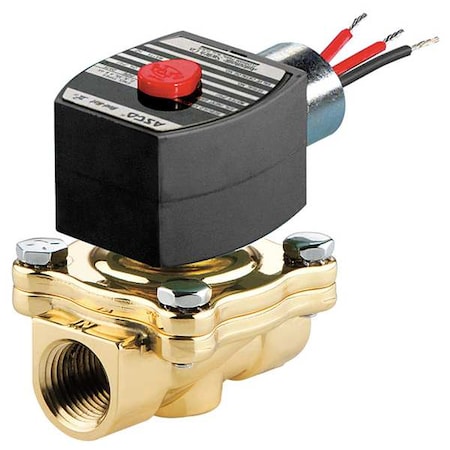 Asco EF8210G100V - Solenoid Valve, 2-Way, 2-Position, Normally Closed, 2 in Pipe Size, 120 V AC, High Flow, Brass, FKM