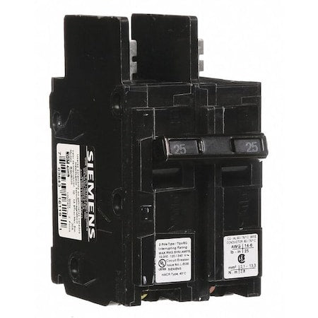 Siemens BQ2B025 - Miniature Circuit Breaker, BQ Series, 25 A, 2 Pole, 120/240 V AC, 10k A at 120/240 V AC