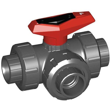 Gf Piping Systems 161543082 - 1/2" Socket PVC Ball Valve 3-Way True Union