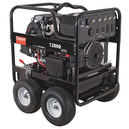 Dayton GEN-14000-1GHE - Portable Generator, Gasoline, 12,000 W Rated, 19,600 W Surge, Electric Start, 120/240 V AC, 100/50 A