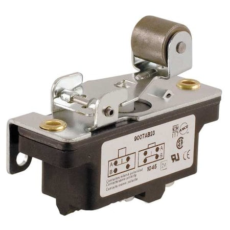 Telemecanique Sensors 9007AB23 - Snap Action Switch, Lever, Roller Actuator, 1 NC/1 NO, 15 A at 600 V AC Contact Rating