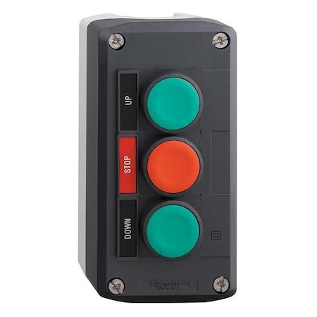 Schneider Electric XALD321H29H7 - Control Station,Feed-Thru,3 Buttons,Grn/Rd