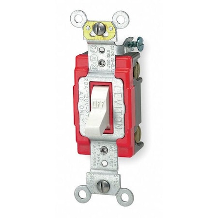 Leviton 1221-2W - Wall Swtch, 1-Pole, 120/277 V, 20 A, Wht, Toggl
