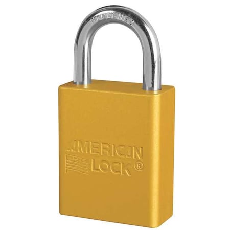 American Lock A1105KAS3YLW - Lockout Padlock, Keyed Alike, Aluminum, Yellow, 1 in Shackle Height, 1 1/2 in Body Width, 3 PK