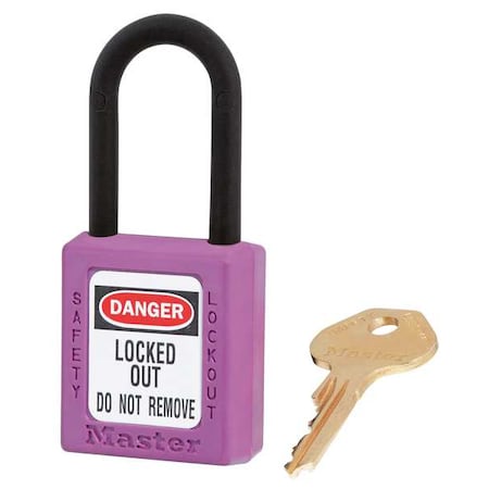 Master Lock 406PRP - Lockout Padlock, Keyed Different, Thermoplastic, Purple, 1 1/2 in Shackle Height