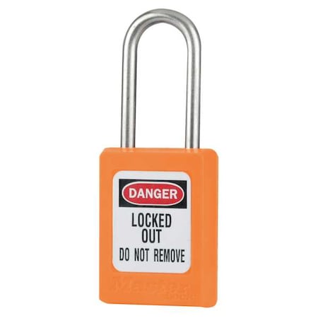 Master Lock S33KAS3ORJ - Lockout Padlock, Keyed Alike, Thermoplastic, Orange, 1 1/2 in Shackle Height, 1 3/8 in Body Width