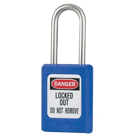 Master Lock S33KAS6BLU - Lockout Padlock, Keyed Alike, Thermoplastic, Blue, 1 1/2 in Shackle Height, 1 3/8 in Body Width