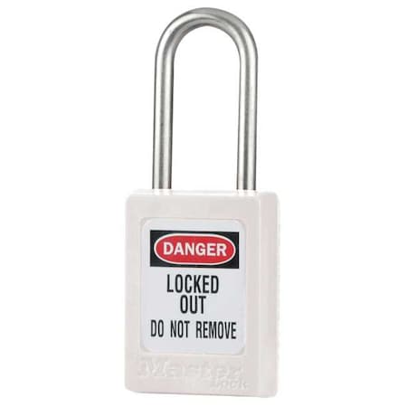 Master Lock S31WHT - Lockout Padlock, Keyed Different, Thermoplastic, White, 1 1/2 in Shackle Height, 1 No. of Keys