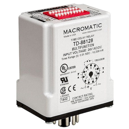 Macromatic TD-88161 - Multifunction Time Delay Relay, Octal, Multi Function, 16 Functions 240 V AC, SPDT