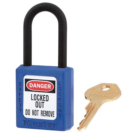 Master Lock 406KAS12BLU - Lockout Padlock, Keyed Alike, Thermoplastic, Blue, 1 1/2 in Shackle Height, 1 1/2 in Body Width