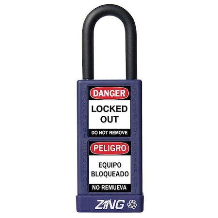 Zing 7080 - Lockout Padlock, Keyed Different, Aluminum, Purple, 1 1/2 in Shackle Height, 1 1/2 in Body Width