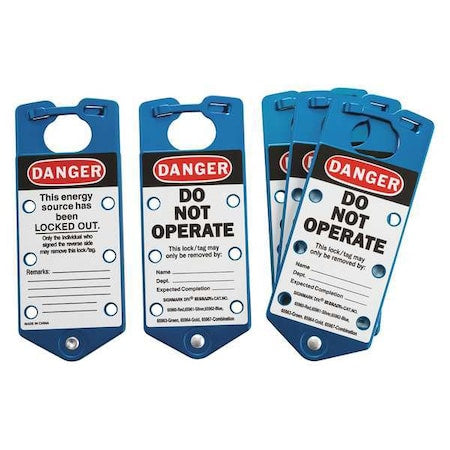 Brady 22075-B - Labeled Lockout Hasp, Blue, Aluminum, 6 Max. No. of Padlocks, 5/16 in Max. Shackle Dia.