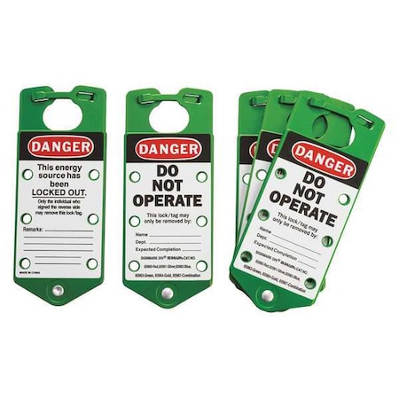 Brady 22075-G - Labeled Lockout Hasp, Green, Aluminum, 6 Max. No. of Padlocks, 5/16 in Max. Shackle Dia.
