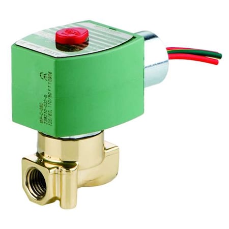 Asco 8262H022 - Solenoid Valve, 2-Way, 2-Position, Normally Closed, 1/4 in Pipe Size, 240 V AC, High Flow, Brass