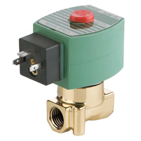 Asco SC8262H202E - Solenoid Valve, 2-Way, 2-Position, Normally Closed, 1/4 in Pipe Size, 120 V AC, High Flow, Brass