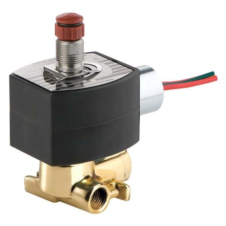Asco EF8317H307 - Solenoid Valve, 3-Way, 2-Position, Normally Closed, 1/4 in Pipe Size, 24 V DC, Quick Exhaust, Brass