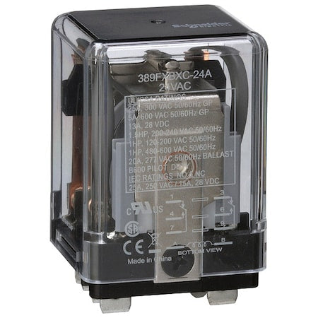 Schneider Electric 389FXBXC1-24A - Flange Mount, Enclosed Power Relay, Octal, 25 A, 8 Pins, Quick Connect