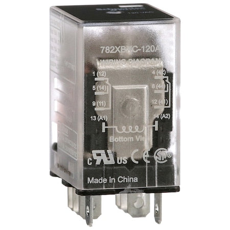 Schneider Electric 782XBXC-120A - Socket, General Purpose Relay, Square, 15 A, 8 Pins, Faston Connector