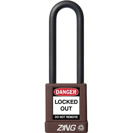 Zing 7061 - Lockout Padlock, Keyed Alike, Aluminum, Brown, 3 in Shackle Height, 1 1/2 in Body Width