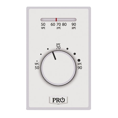 Pro1 Iaq T501ML2 - Line Voltage Mechanical Thermostat, Heat Only,50 to 90 F, Exposed Dial,120/277 V AC,Hardwired,1 Pole