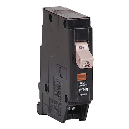 Eaton CHF115 - Circuit Breaker, CH Series, 15 A, 1 Pole, 120/240 V AC, 10k A