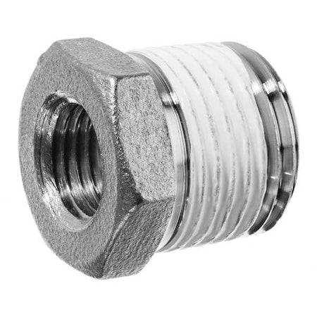 ZUSA-PF-8452 - Hex Bushing, 316 Stainless Steel, 1/4 in Male BSPT x 1/8 in Female BSPT, Class 150, Thread Sealant