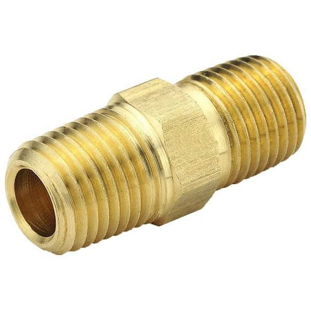 Parker 216P-4 - Hex Nipple Brass Hex Nipple, 1/4 in Male NPT X 1/4 in Male NPT